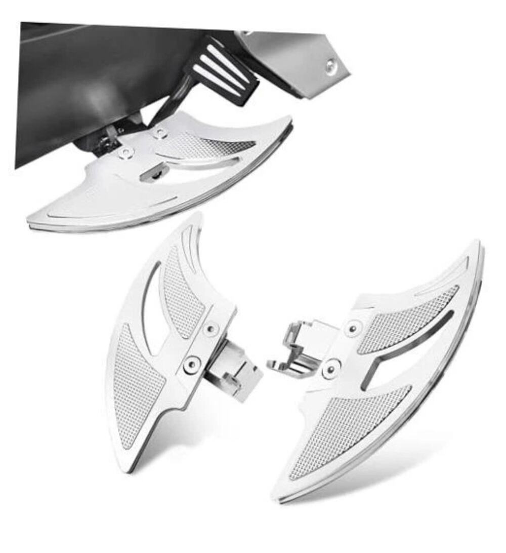 Large Bat Shape Driver Floorboards for the Can-Am Ryker All Models (2015 Chrome